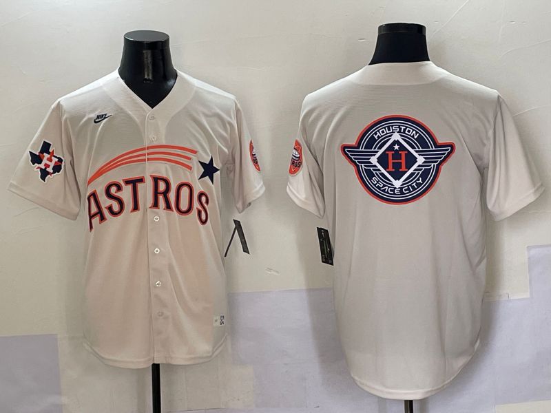 Men Houston Astros Blank Cream Five generations Joint Name 2025 Nike MLB Jersey style 27->houston astros->MLB Jersey